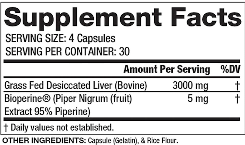 Gaspari Nutrition Proven Grassfed Beef Liver fact