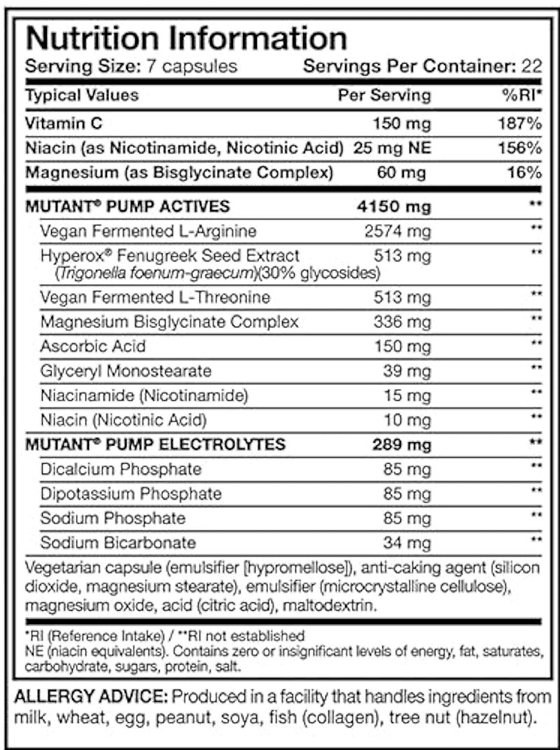 Mutant Pump 154 Capsules fact