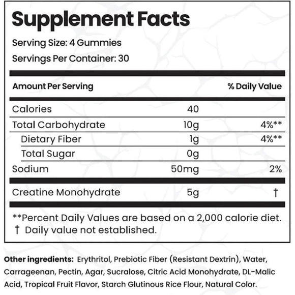 Smash Creatine Gummies 30 servings 120 ct|Lowcostvitamin.com|Creatine