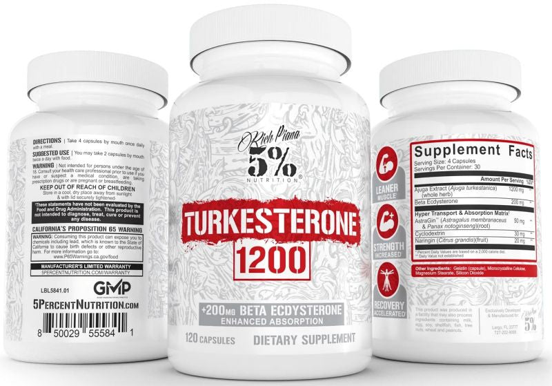 5% Nutrition Turkesterone 1200 test booster bootles