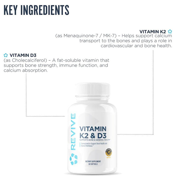 Revive Vitamin K2 & D3 Support Bone Health|Lowcostvitamin.com|Bone Health