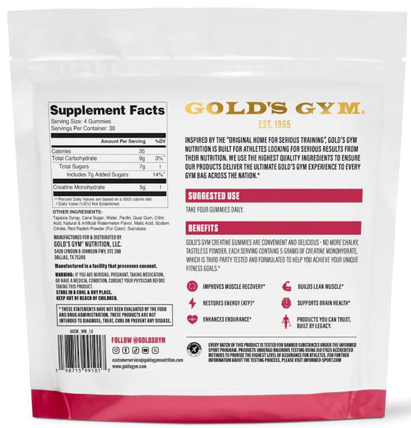 Gold’s Gym Creatine Gummies|Lowcostvitamin.com|Creatine