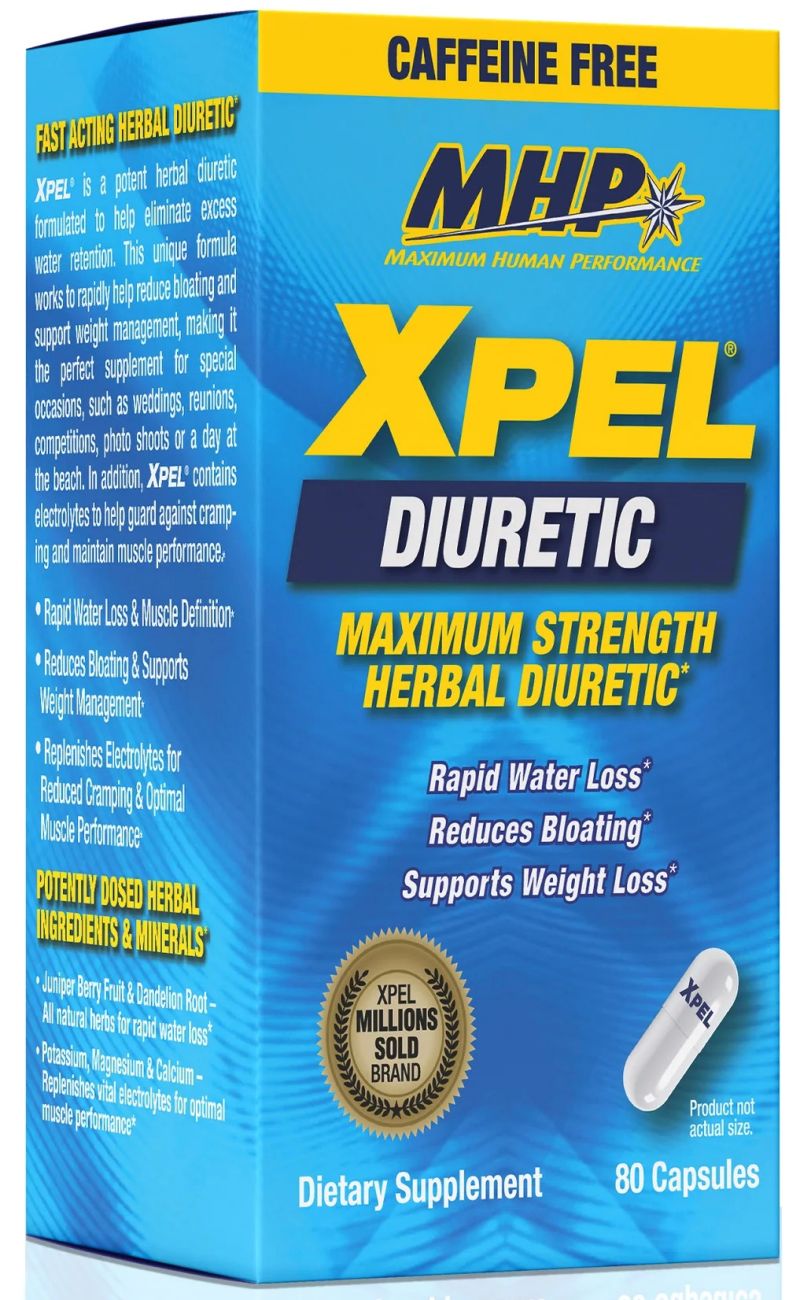 MHP Xpel Caffeine Free is a herbal diuretic box