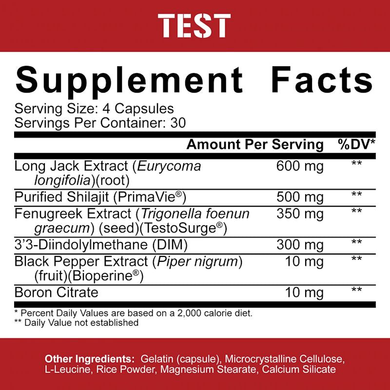 5% Nutrition Test Booster 120 Capsules facts