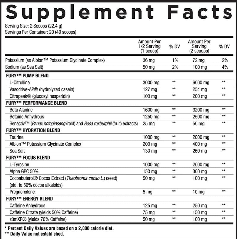 Core Nutritionals Fury Version 2 Pre-Workout | Low Cost Vitamin|Lowcostvitamin.com