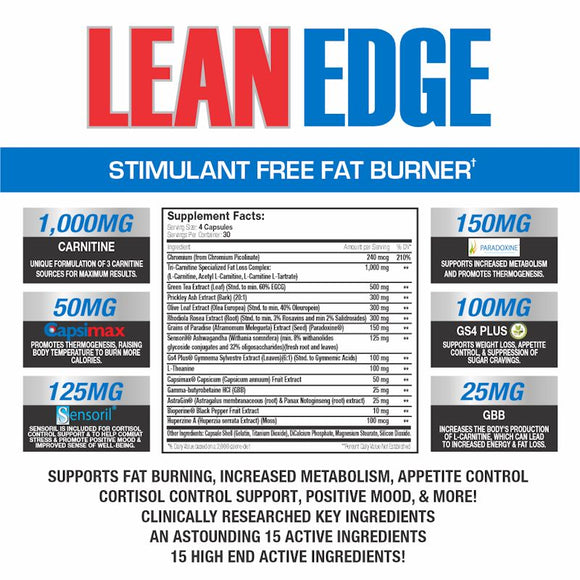 Serious Nutrition Solutions SNS Lean Edge 120 Caps|Lowcostvitamin.com|Fat Burner
