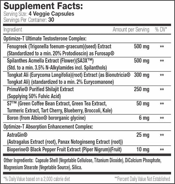 Serious Nutrition Solutions SNS Optimize-T 120 Caps|Lowcostvitamin.com|Test Booster