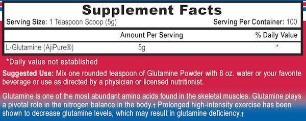 APS Nutrition Glutamine APS Nutrition L-Glutamine 100 servings fact