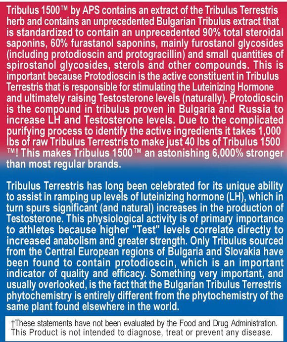 APS Nutrition Tribulus 1500 90 ct|Lowcostvitamin.com|Test Booster