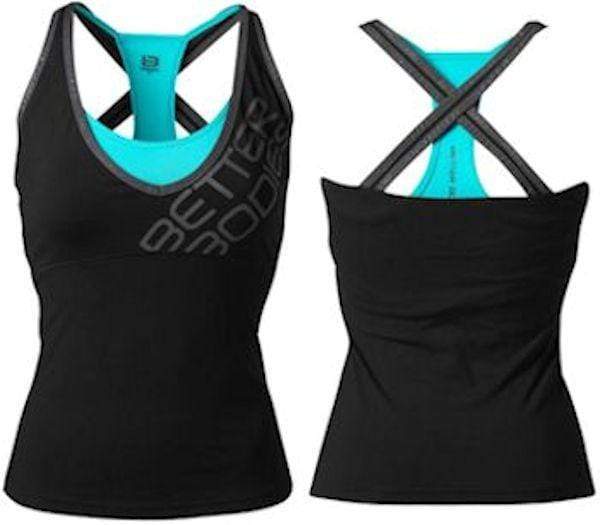 Better Bodies Women's Clothing Better Bodies Support 2-Layer Top Black/Aqua (code: 20off)