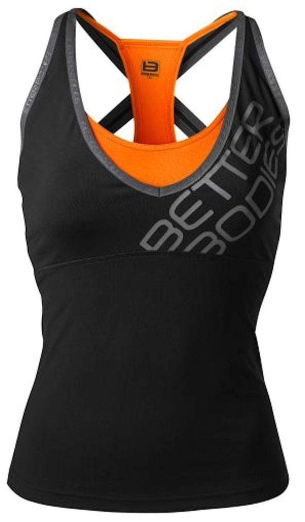 Better Bodies Women's Clothing Large Better Bodies Support 2-Layer Top Black/Orange (Code: 20off)