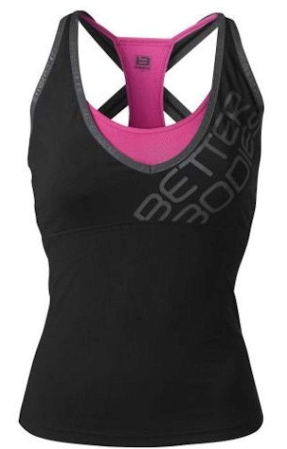 Better Bodies Support 2-Layer Top Black/Pink|Lowcostvitamin.com|Women's Clothing