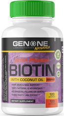 Genone Labs Ultra Premium Biotin with Coconut OIL 120 caps|Lowcostvitamin.com|Hair Vitamins