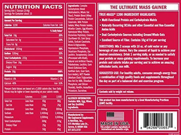 BSN True-Mass Gainer 1200 10.25 lbs|Lowcostvitamin.com|