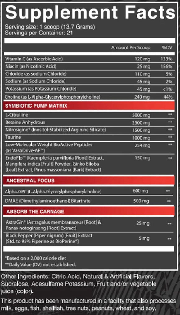NutriFitt Carnage Pump Stim-Free Pre-Workout|Lowcostvitamin.com|Pre-Workout
