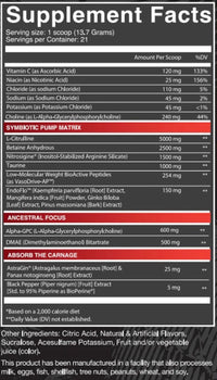 NutriFitt Carnage Pump Pre-Workout Stim-Free fact