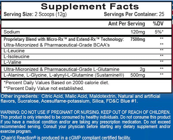 APS Nutrition Chain'd Reaction 25 servings|Lowcostvitamin.com|BCAA