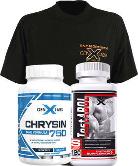 GenXLabs Test-Abol and Chrysin pak with FREE T-Shirt|Lowcostvitamin.com|Test Booster