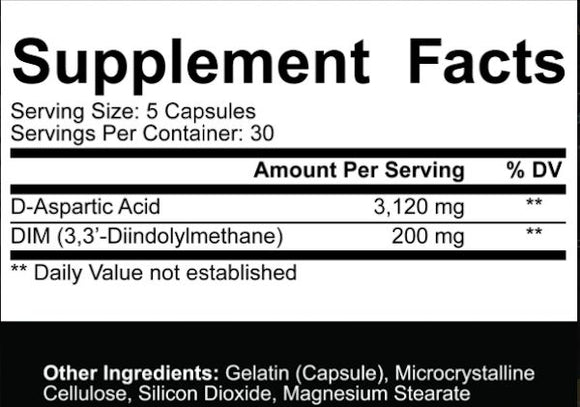 5% Core D-Aspartic Acid w/ DIM 150 Capsules|Lowcostvitamin.com|D-Aspartic Acid