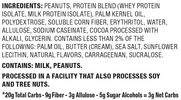 Quest Gooey Caramel protein bar label