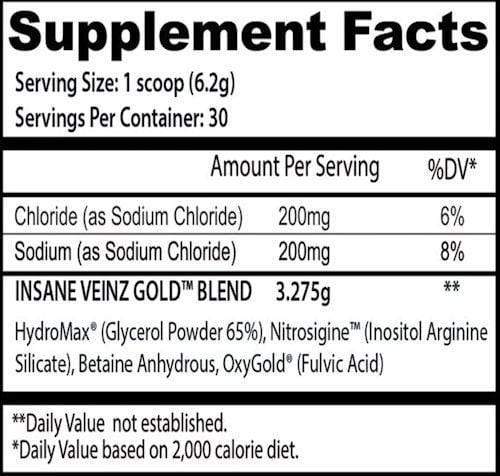 Insane Labz Insane Veinz GOLD Nitric Oxide|Lowcostvitamin.com|Hydromax