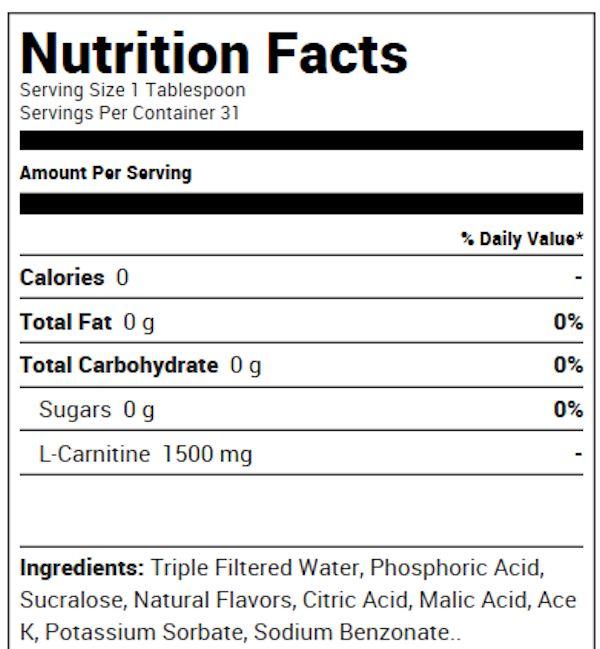 Ryse Supplements Liquid L-Carnitine 1500 31 servings|Lowcostvitamin.com