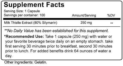 Nutrakey Milk Thistle 100 Capsules liver health fact
 