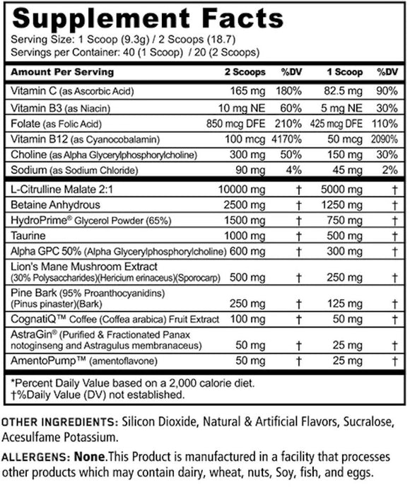 Panda Supps Pump Pre Workout Non Stim 40 Servings|Lowcostvitamin.com|Pre-Workout