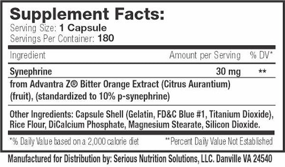 Serious Nutrition Solution SNS SYN-30 Fat Burner 180 caps|Lowcostvitamin.com|Appetite Control
