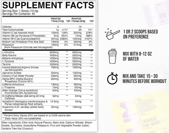 Raw Nutrition Thavage Pre-Workout 40 Servings|Lowcostvitamin.com|Pre-Workout