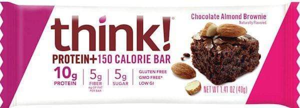 Think Product Bars Chocolate Almond Brownie Think Products Protein+ 150 Calorie Bars 10 box