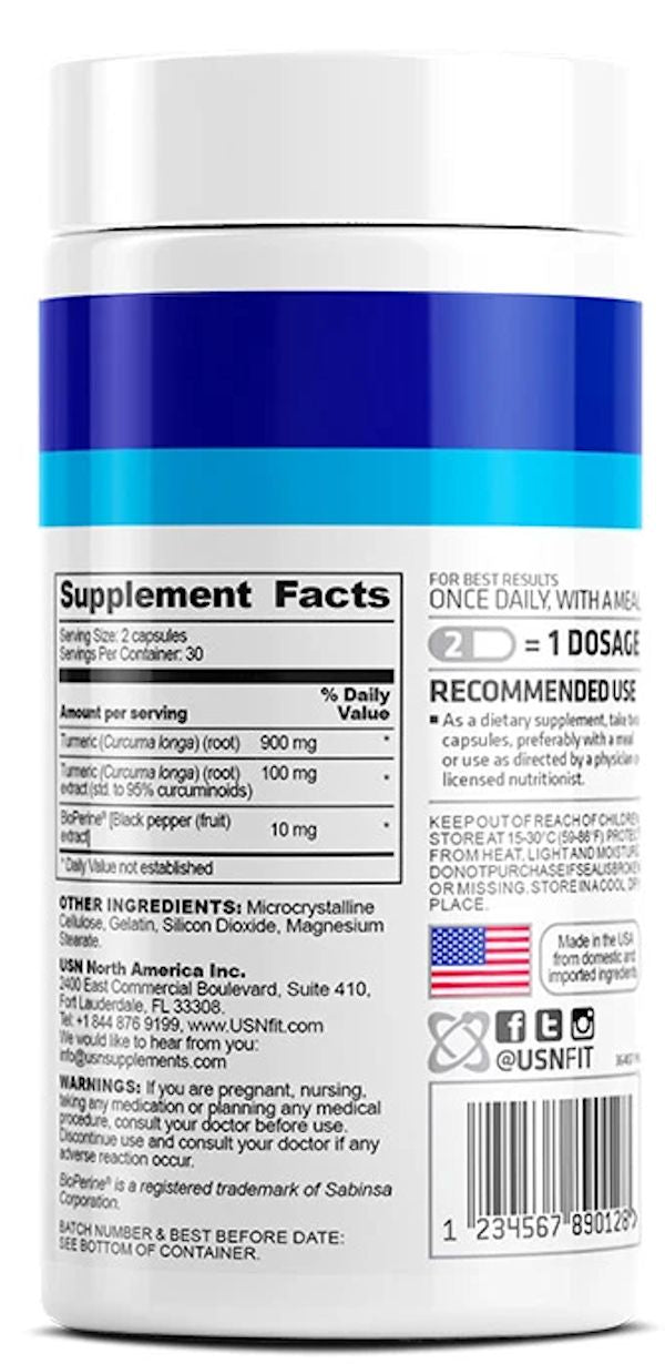 USN Turmeric Curcumin+ facts