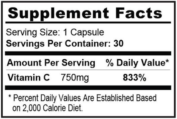 Gaspari Nutrition Vitamin C 750mg 30 Caps|Lowcostvitamin.com